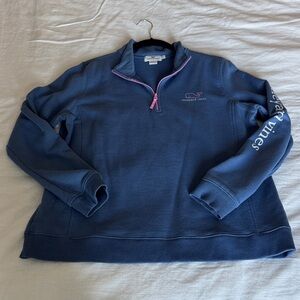 Vineyard Vines Navy Pullover with Pink Trim